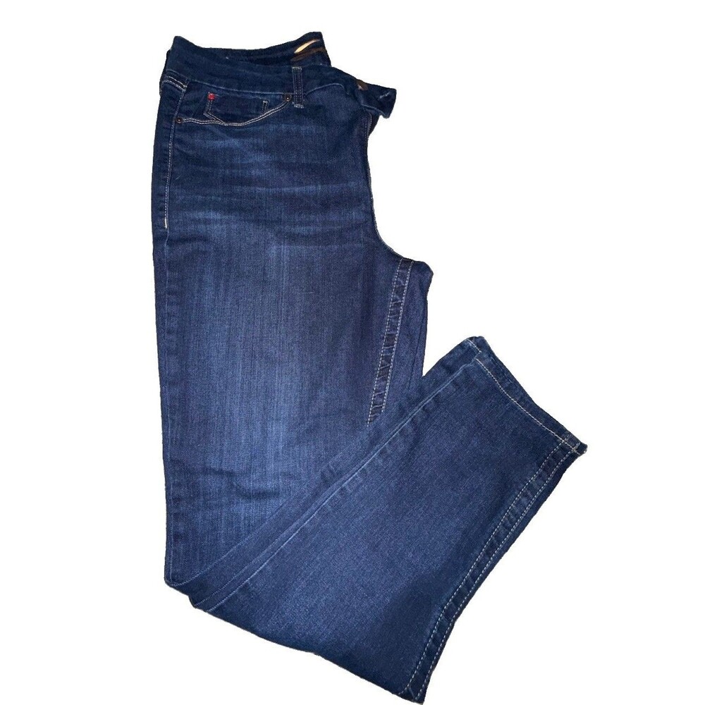 Seven7 Women’s High rise Tummyless Jeans Dark Wash Blue Denim Stretch Sz. 16